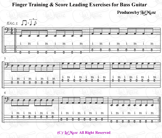 ラミューズの音楽帳第１集ベースギタリストの為の為のフィンガー・トレーニングと<br>
スコアー・リーディング エキササイズ  1の画像