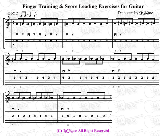 ラミューズの音楽帳第１集ギタリストの為の為のフィンガー・トレーニングと<br>
スコアー・リーディング エキササイズ  3の画像